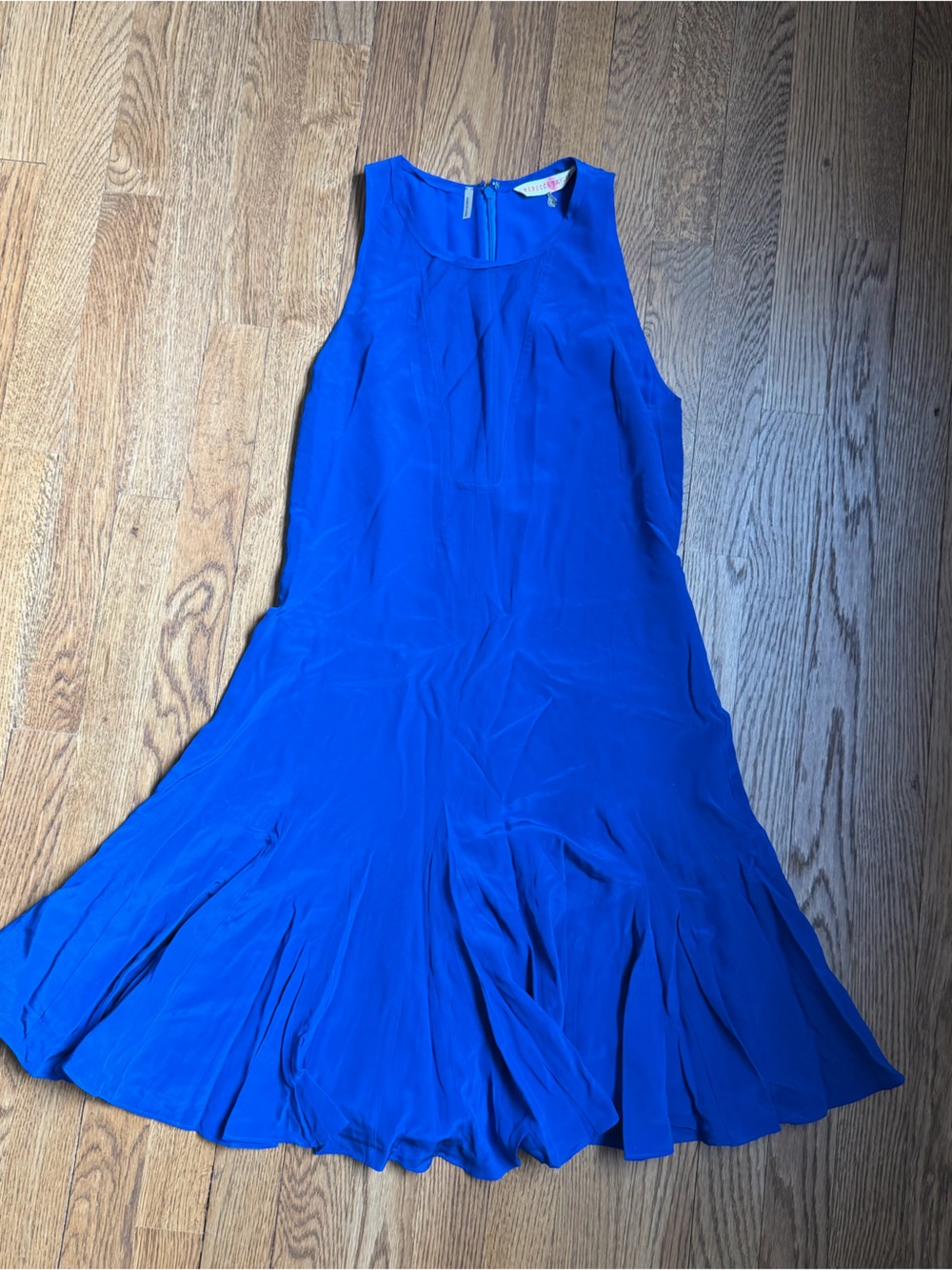 Rebecca Taylor Royal Blue Silk Sleeveless Drop-Waist Pleated Dress Size 2